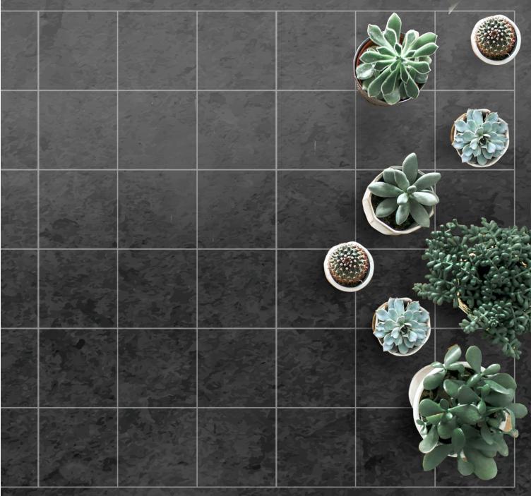 Eleganta svarta rutor Vinylmatta steneffekt - Tenstickers