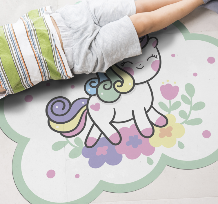 Unicorn leende kör i fält barn vinyl matta - Tenstickers