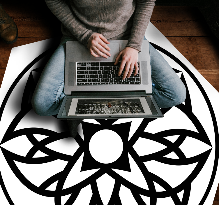 Enkel blomma disposition mandala vinyl matta - Tenstickers