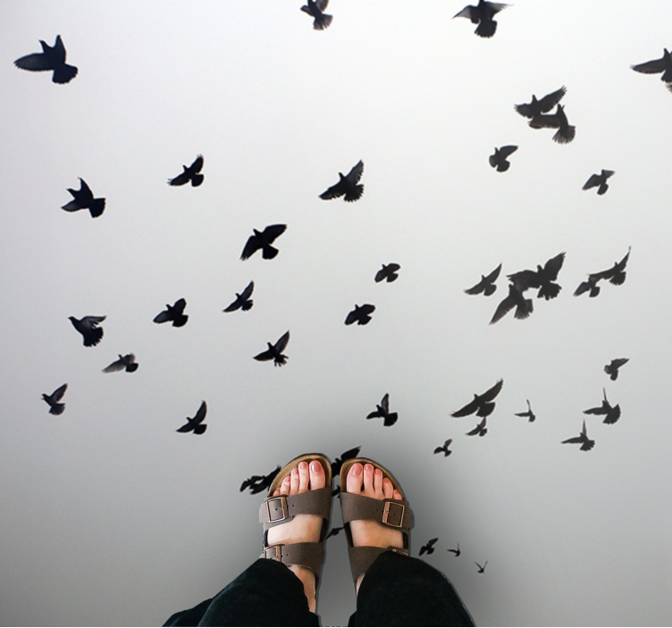 Estetisk bild av fåglar sovrum matta - Tenstickers