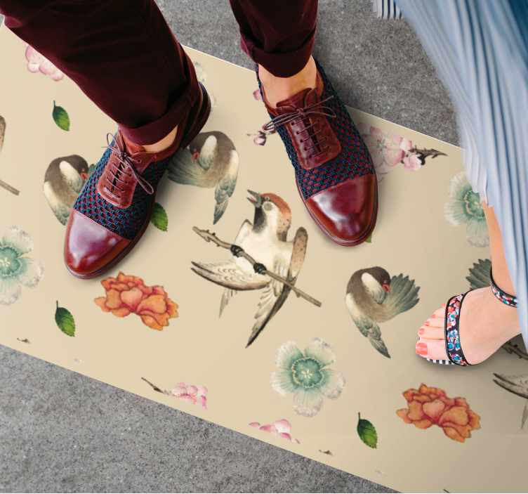 Fåglar och blommor Vinylmatta djur - Tenstickers