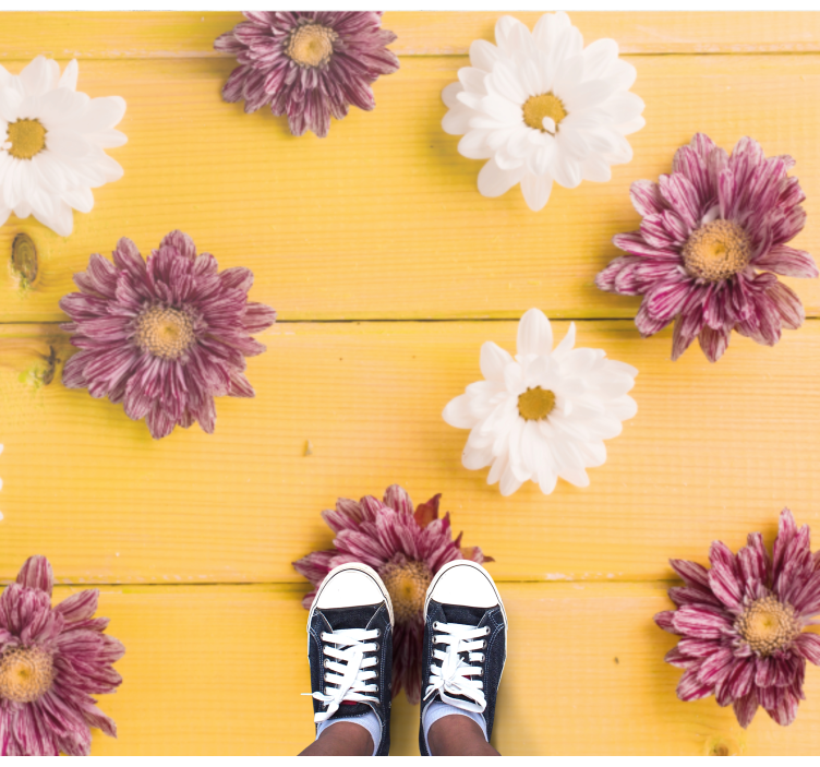 Rosa och vita kronblad Vinylmatta blommor och växter - Tenstickers