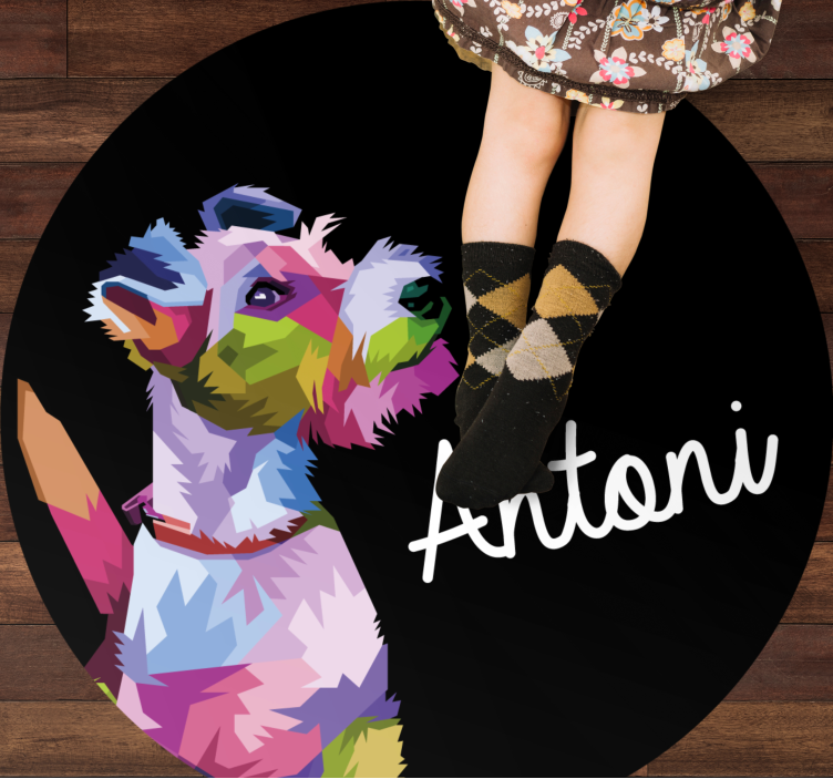 Färgglada hundporträtt Vinylmatta namn - Tenstickers