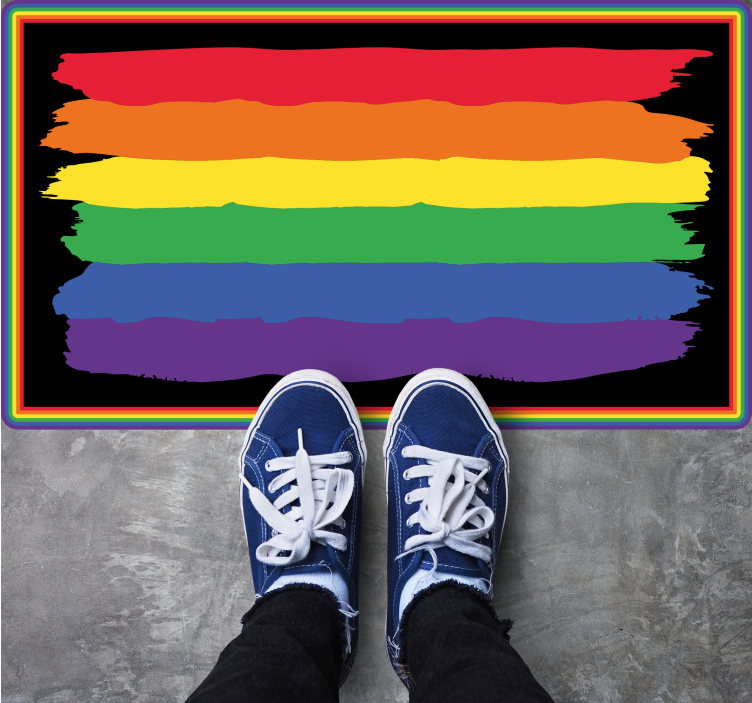 Färgglada regnbågsränder Vinlymatta randiga - Tenstickers