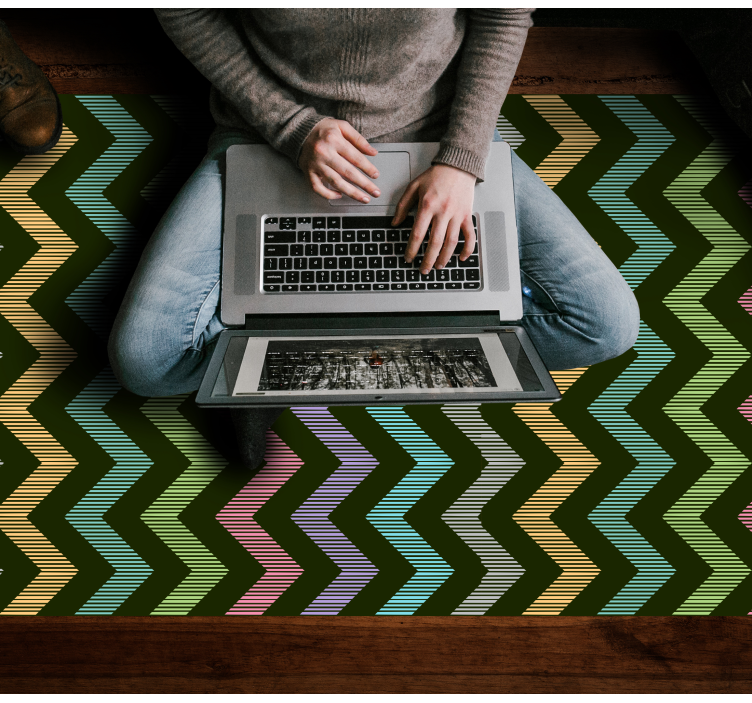 Färgglada sicksackmönster Vinlymatta randiga - Tenstickers