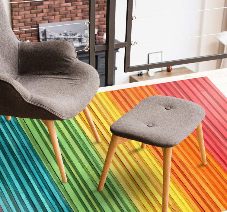 Färgglada träskivor träeffekt vinylmatta - Tenstickers