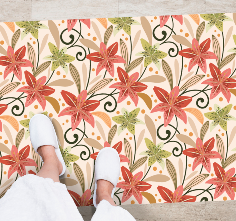 Färgglada vintage liljor blommig matta - Tenstickers