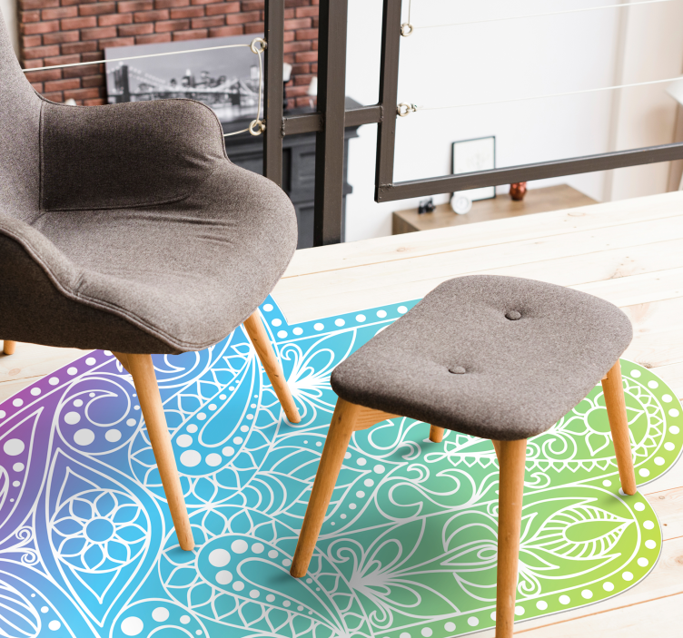 Fatimas gradienthand Vinylmatta Mandala - Tenstickers