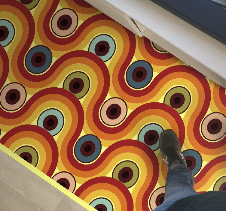 Färgglatt vågigt motiv Vinylmatta årgång - Tenstickers