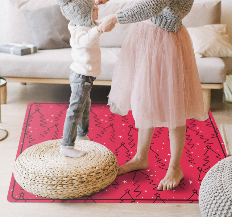 Festligt doodle mönster Vinylmatta Jul - Tenstickers