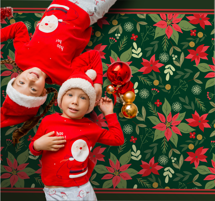 Festligt julstjärna mönster Vinylmatta Jul - Tenstickers