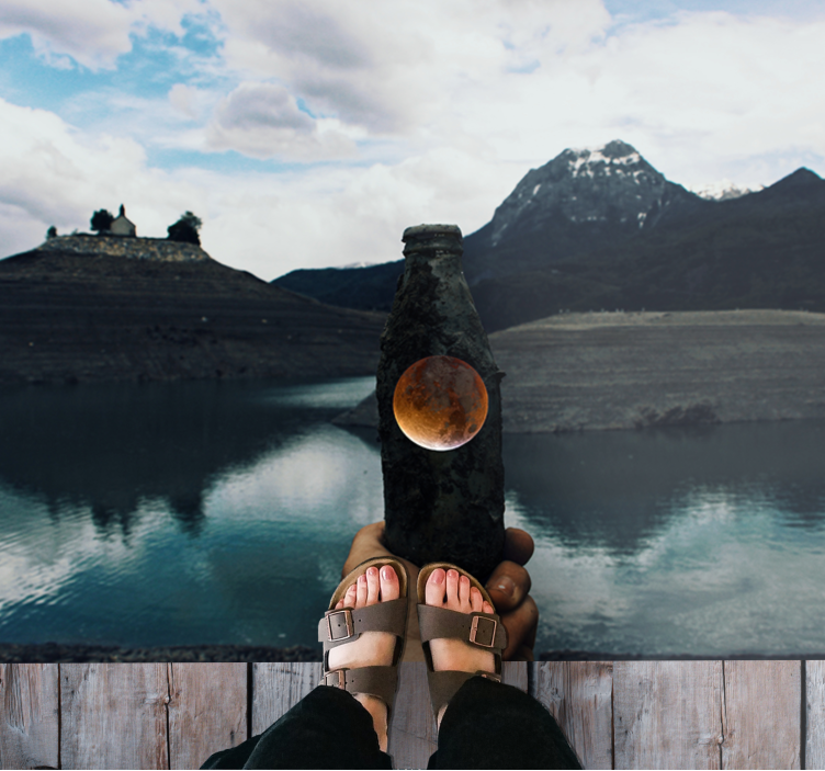 Flaska månutsikt Vinylmatta natur - Tenstickers