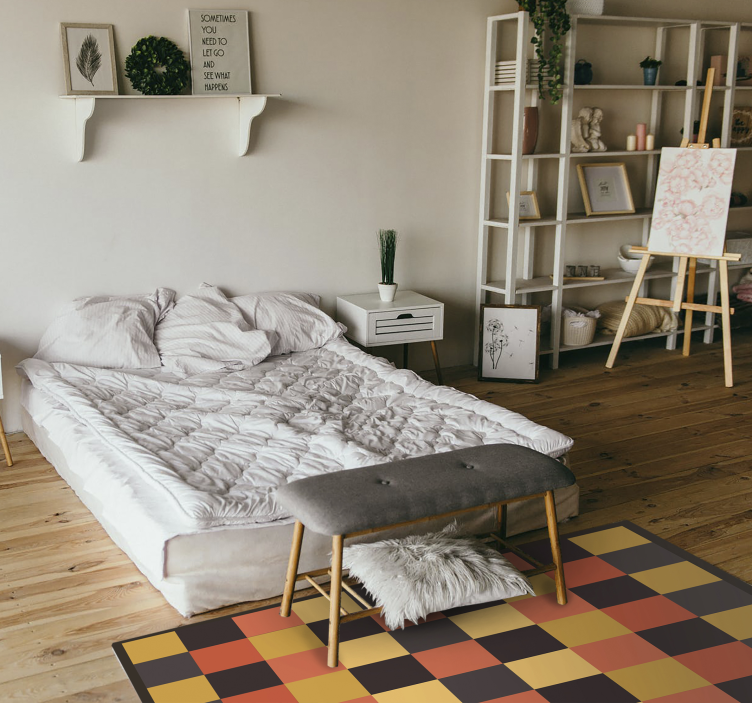 Flerfärgad fyrkantig design modern matta - Tenstickers