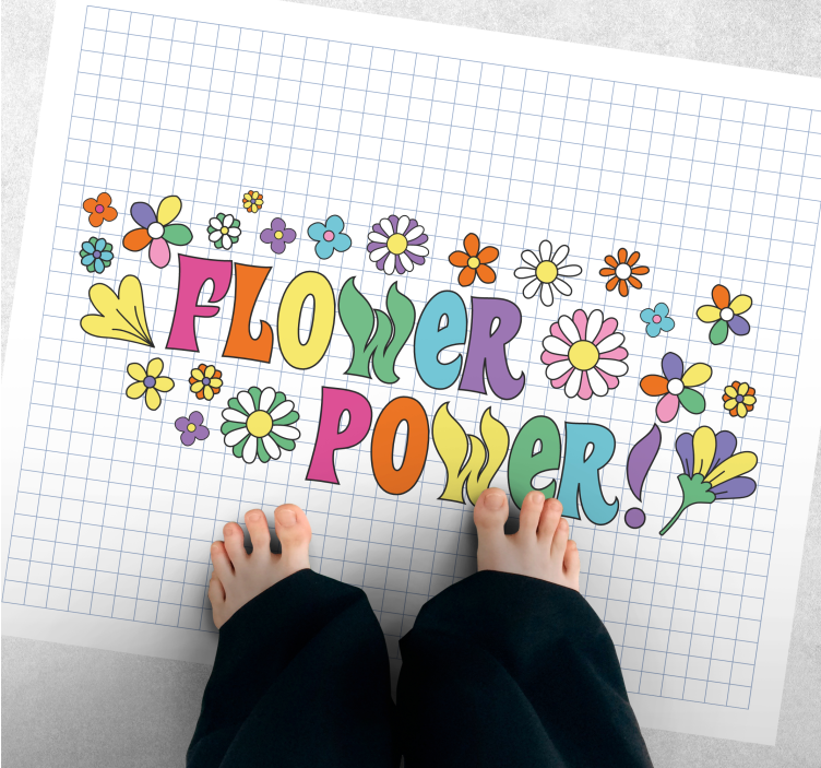 Flower power design Vinylmatta blommor och växter - Tenstickers