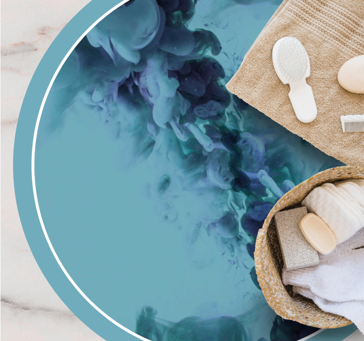 Flytande blågrön vågor Vinylmatta badrum - Tenstickers