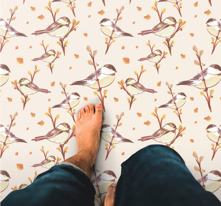 Förtrollande fågelmotiv Vinylmatta blommor och växter - Tenstickers