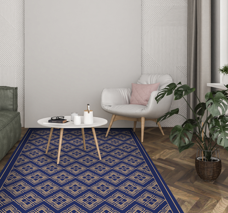 Gammaldags dekorativ blå vintage matta - Tenstickers