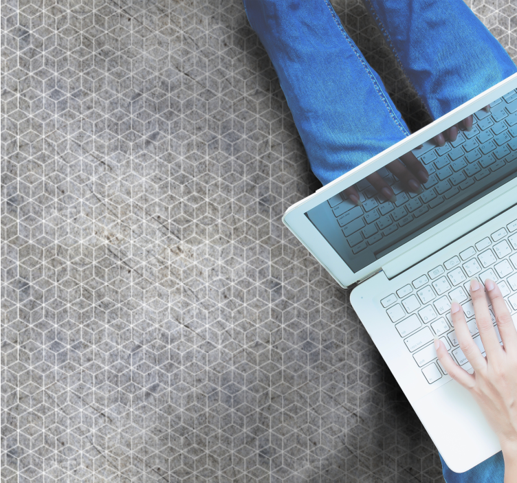 Geometrisk cementvinylmatta för hemmakontor - Tenstickers