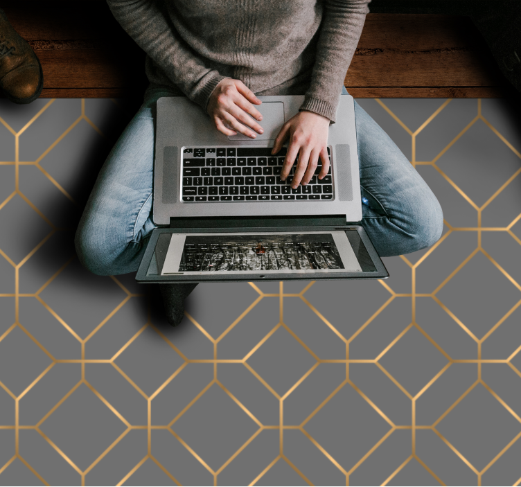 Geometrisk hexagon överlägg Vinylmatta geometrisk - Tenstickers