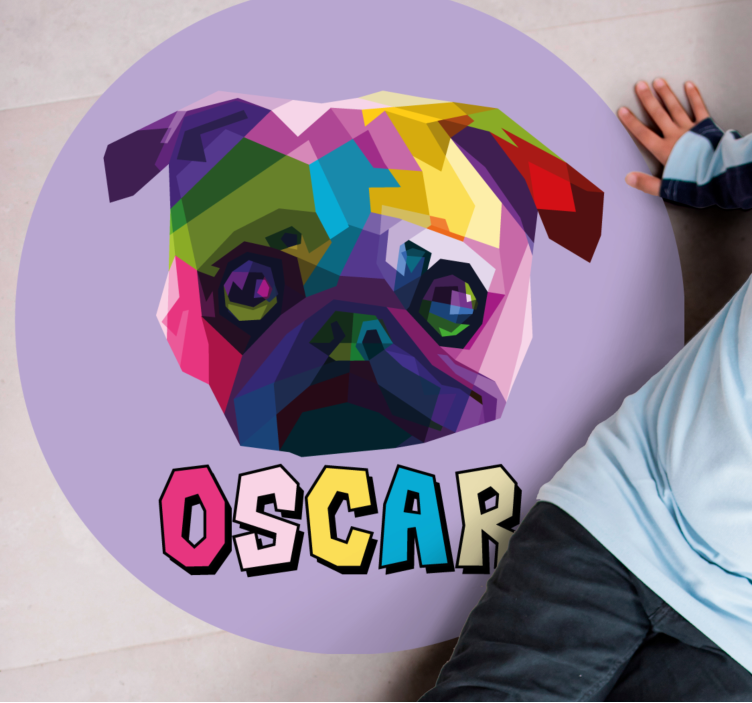 Geometrisk hund illustration Vinylmatta namn - Tenstickers