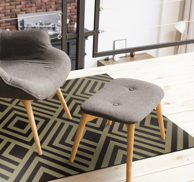 Geometrisk vinylmatta i svart diamant - Tenstickers