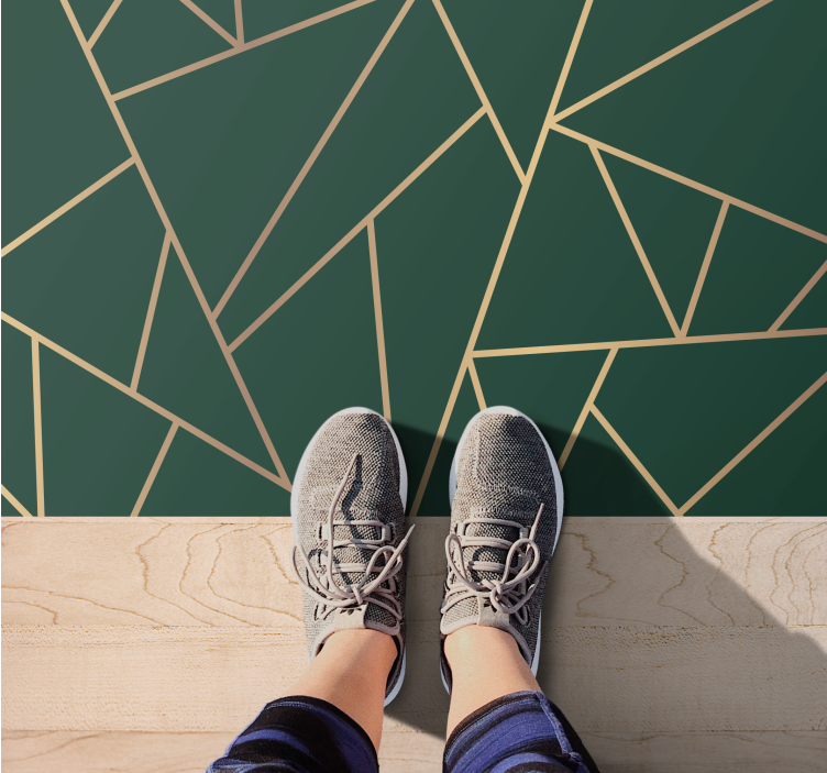 Gröna eleganta linjer Vinylmatta geometrisk - Tenstickers