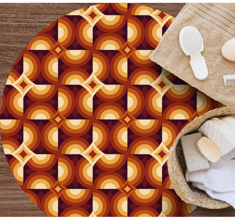 Geometriska retro cirkulerar vintage matta - Tenstickers