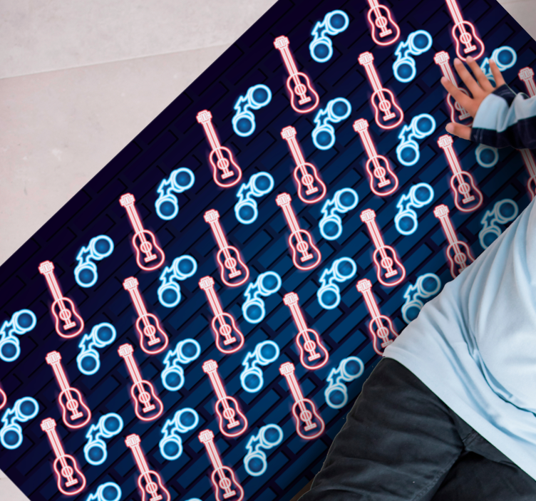 Gitarrmönster i rektangulär matta i neonstil - Tenstickers