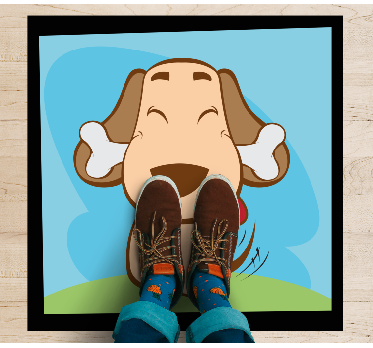 Glad hund med ben Vinylmatta djur - Tenstickers