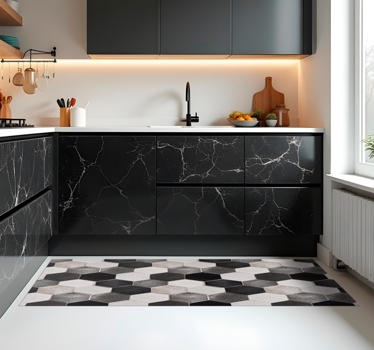 Grå hexagoner Vinylmatta Kök - Tenstickers