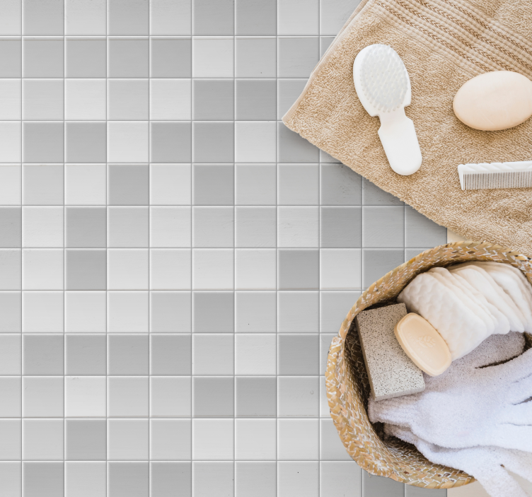 Grå kakel rutor kakel matta - Tenstickers