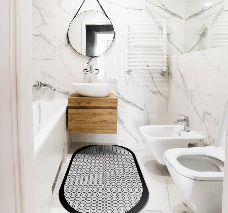 Grå oval minimal vinylmatta - Tenstickers