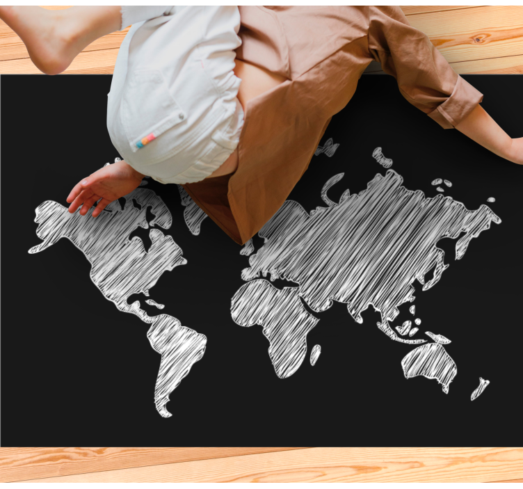 Grå tavla design Vinylmatta Världskarta - Tenstickers