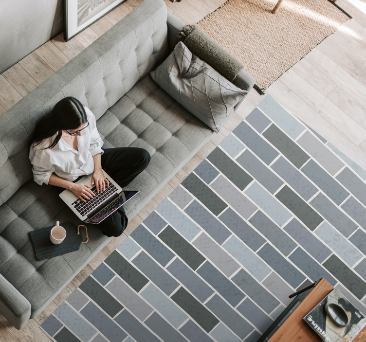 Grå tegel kakel vinyl matta - Tenstickers