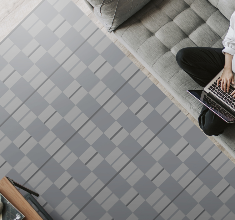 Gråmönstrade rutor Vinylmatta Vardagsrum - Tenstickers