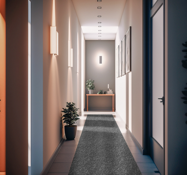 Grå monocolor tyg modern hall matta - Tenstickers