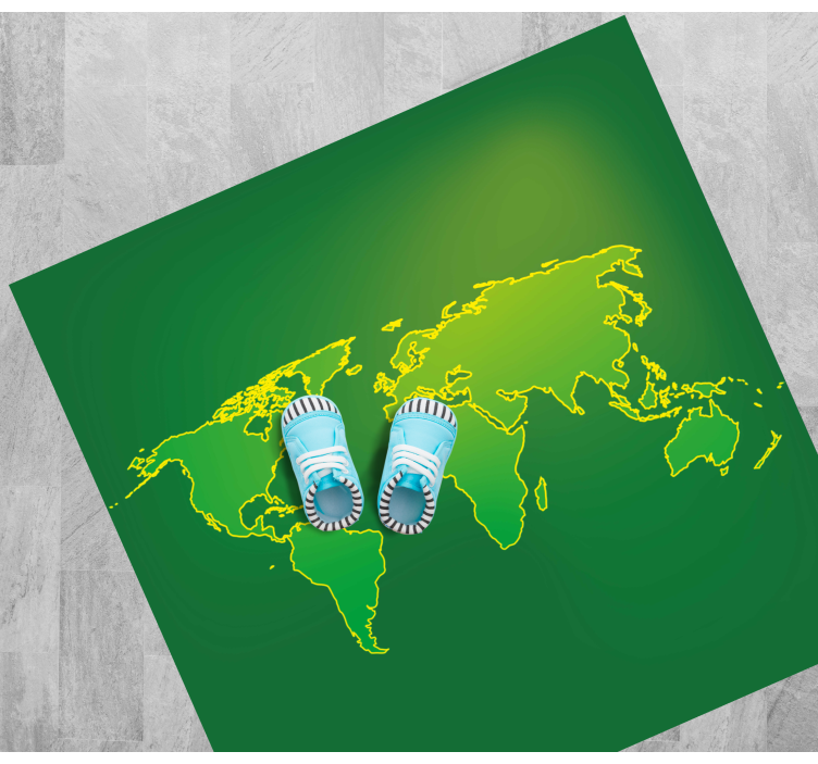 Grön världskontur Vinylmatta Världskarta - Tenstickers