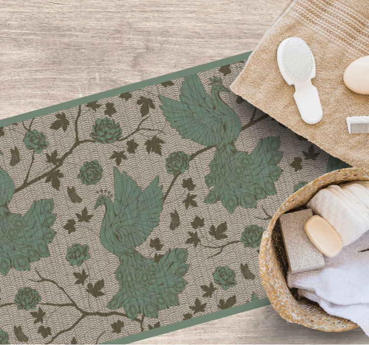 Grönt faunamotiv Vinylmatta blommor och växter - Tenstickers