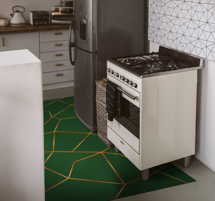 Grönt geometriskt mönster vinylmatta i marmor - Tenstickers