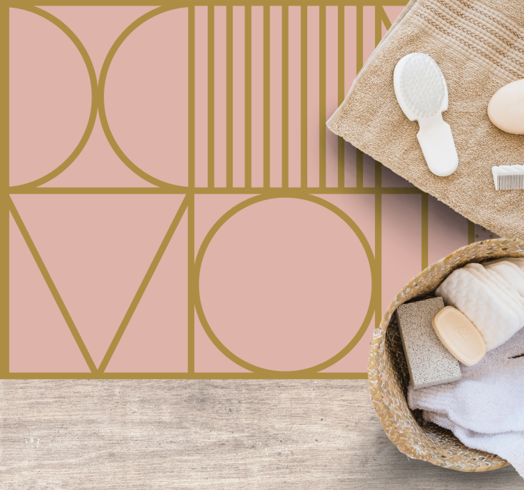 Guld och rosa färger blockerar rektangulär matta - Tenstickers