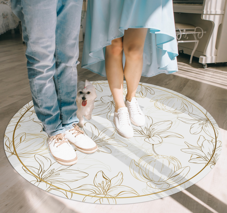 Blommig matta med gyllene blommor - Tenstickers