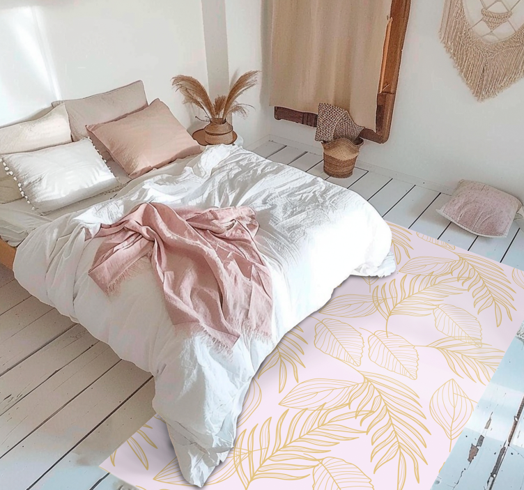 Gyllene lövmönster överlag vinylmatta - Tenstickers