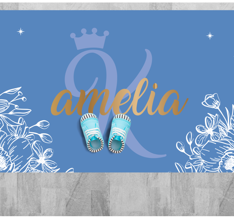 Gyllene och blå prinsessa namn barn vinyl matta - Tenstickers