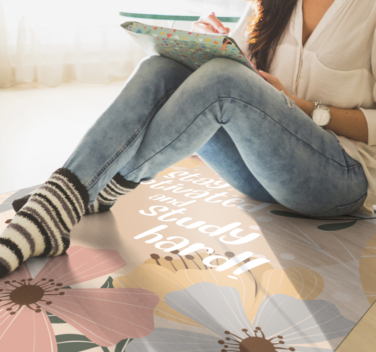 Håll dig motiverad och studera Vinylmattor med fraser - Tenstickers