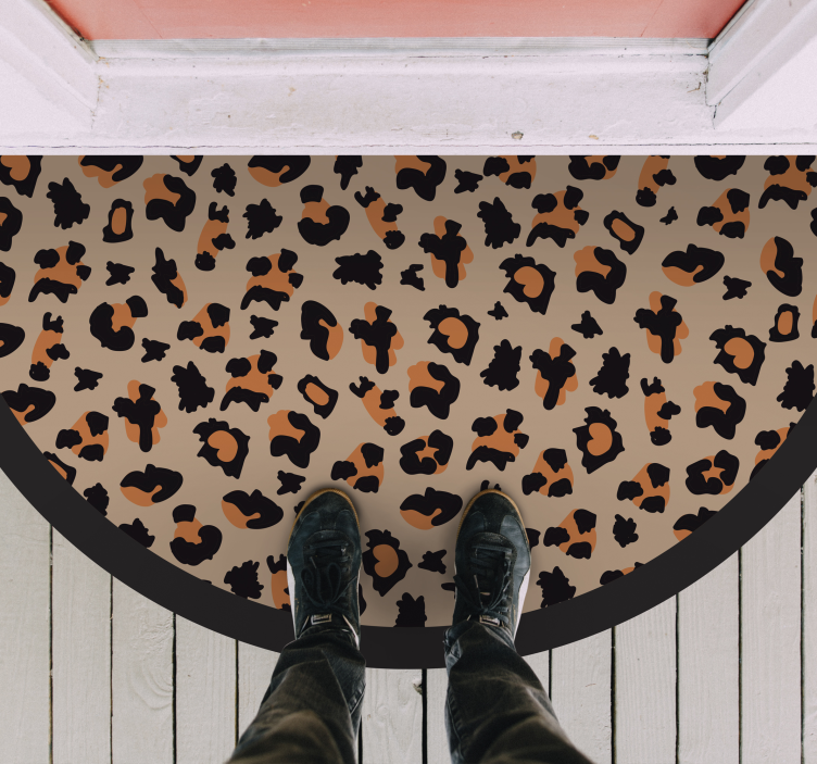 Halv rund leopardmatta djurmynt vinylmatta - Tenstickers
