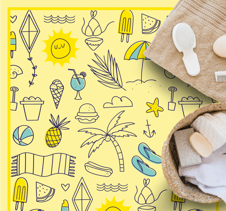 Handritad enkel sommar mönster modern matta - Tenstickers