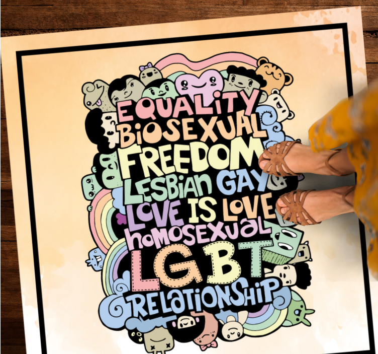 Handritning namn på lgbt vardagsrumsmatta - Tenstickers
