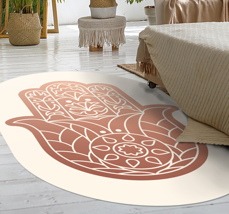 Fatimas beige hand Vinylmatta Mandala - Tenstickers