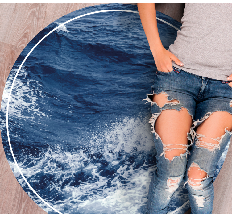 Havets vågrörelse Vinylmatta Cirkulär - Tenstickers