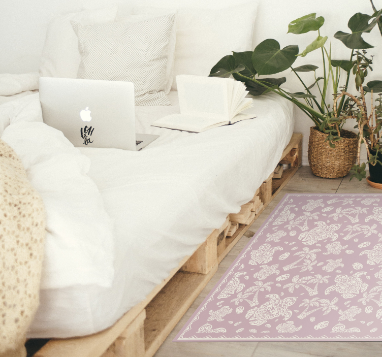 Hawaian sköldpadda och palmmönster vinylmatta - Tenstickers